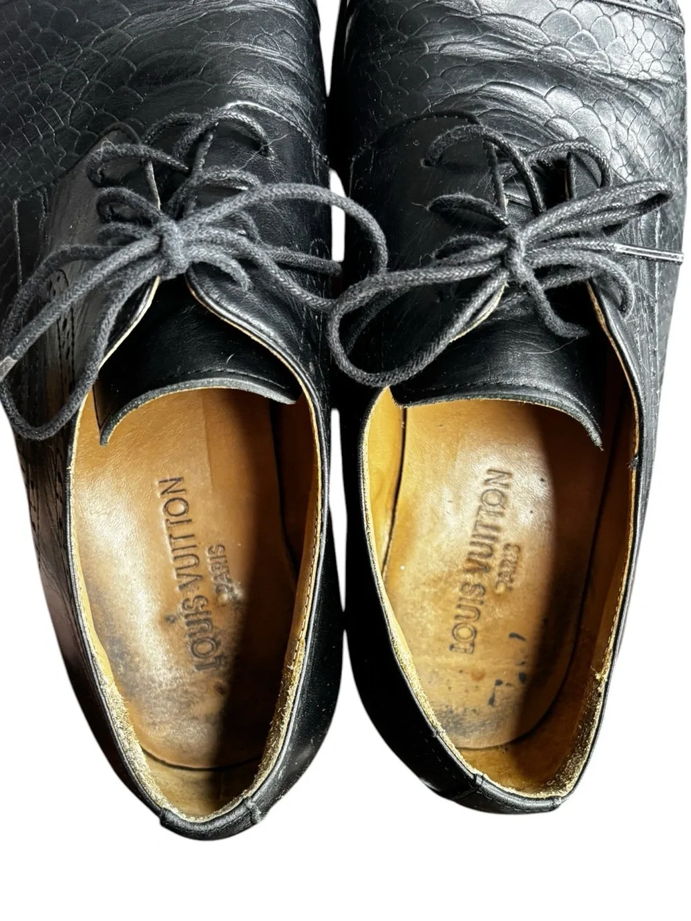 VTG Louis Vuitton Men’s Black Leather Lace-up Derby Shoes Size 45 US 10.5